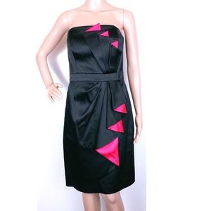 White House Black Market Women Cocktail Dress Black Pink Size 8
